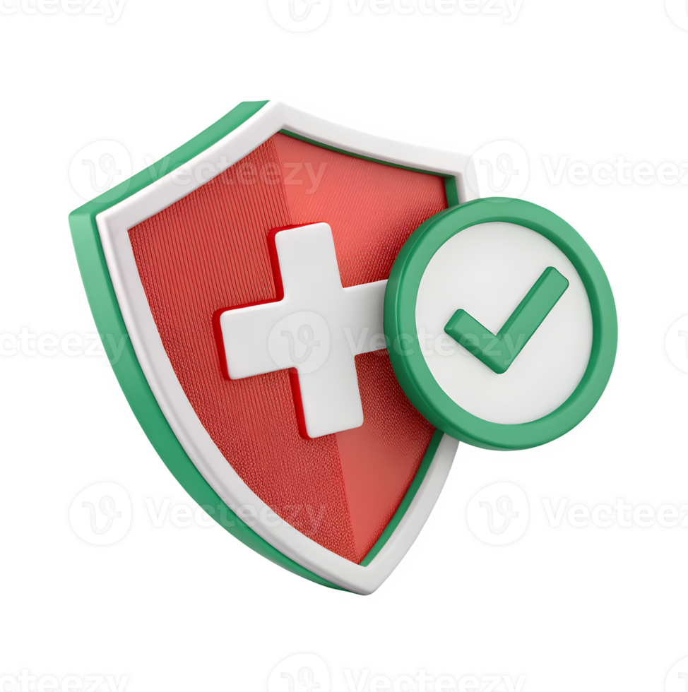 A shield with a red cross and a green tick png
