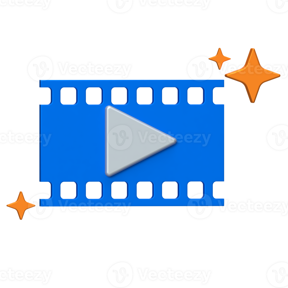 AI Processing, Film Strip with Play Button Icon, indicating AI-enhanced editing or recognition. png