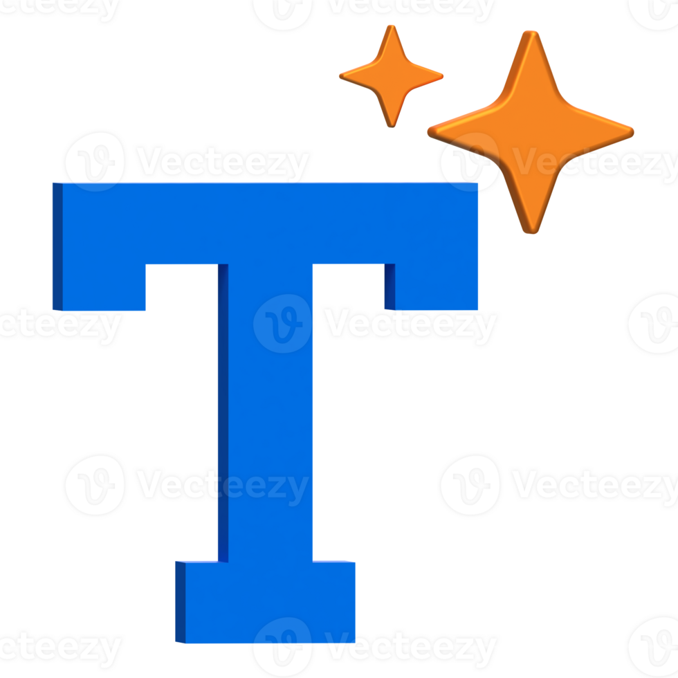 AI Typography Font Tool Icon, Bold letter T for AI-enhanced text editing, typography or font recognition. png