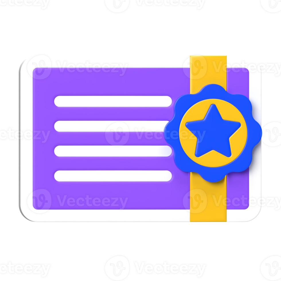 Verified Card with Star 3D Icon png