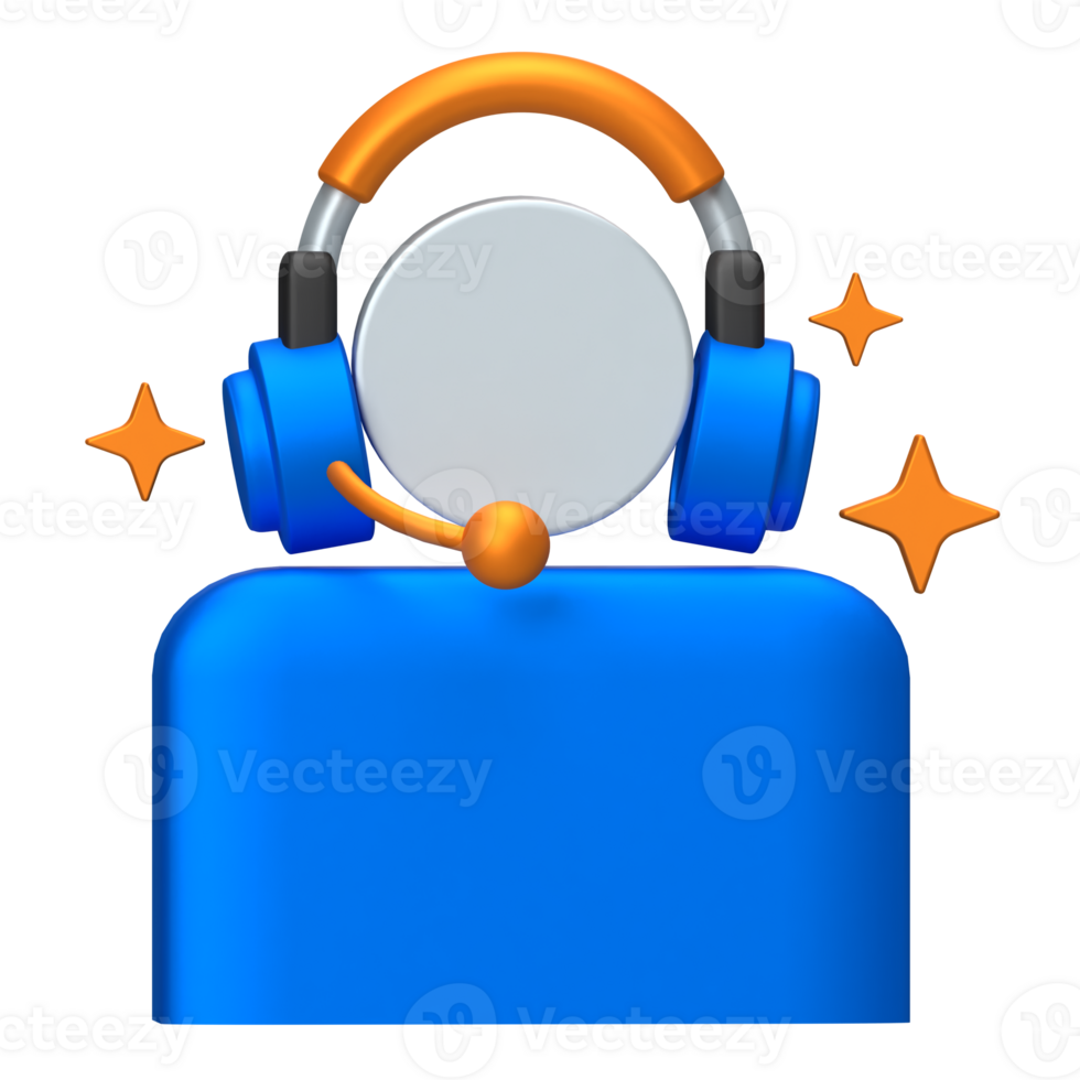 AI Podcast Icon, Person with headset showing AI-driven podcasting or audio assist or AI customer service icon png