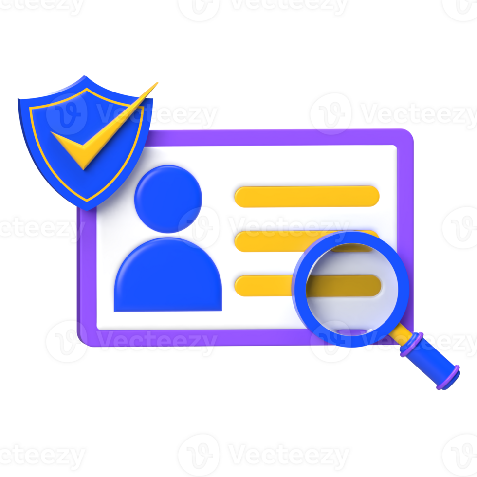 Verified ID Card Icon with Magnifying Glass png
