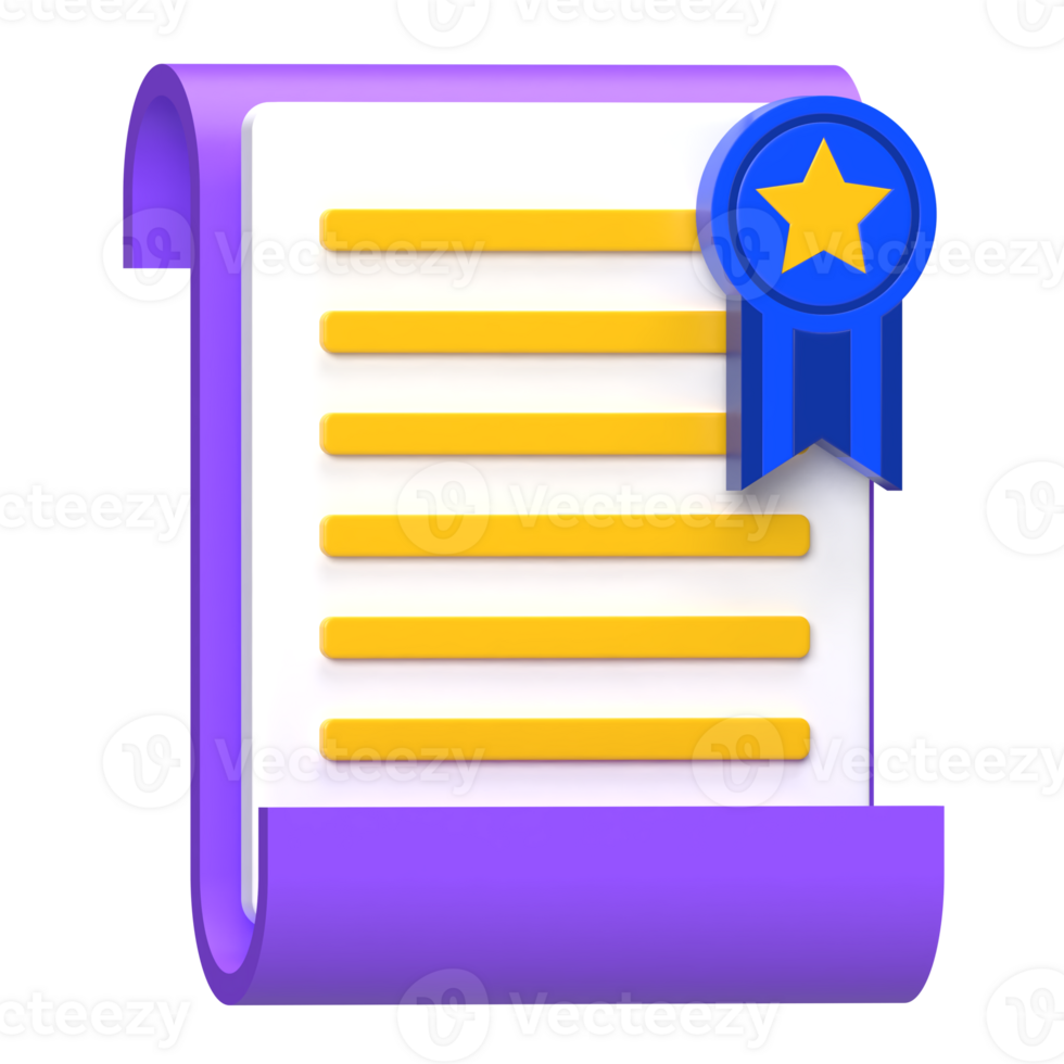 Certified Document 3D Icon png