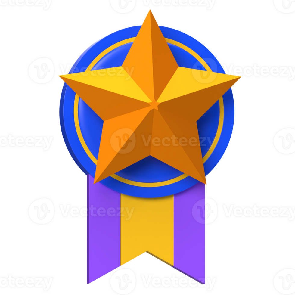 Star Badge Ribbon 3D Icon png