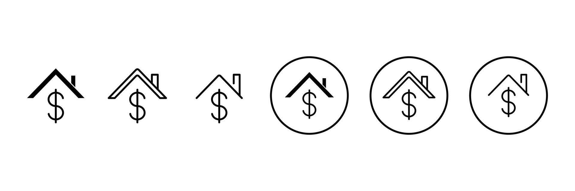 Set of house roof top with dollar icon collection. Mortgage, roof top. dollar symbol. vector