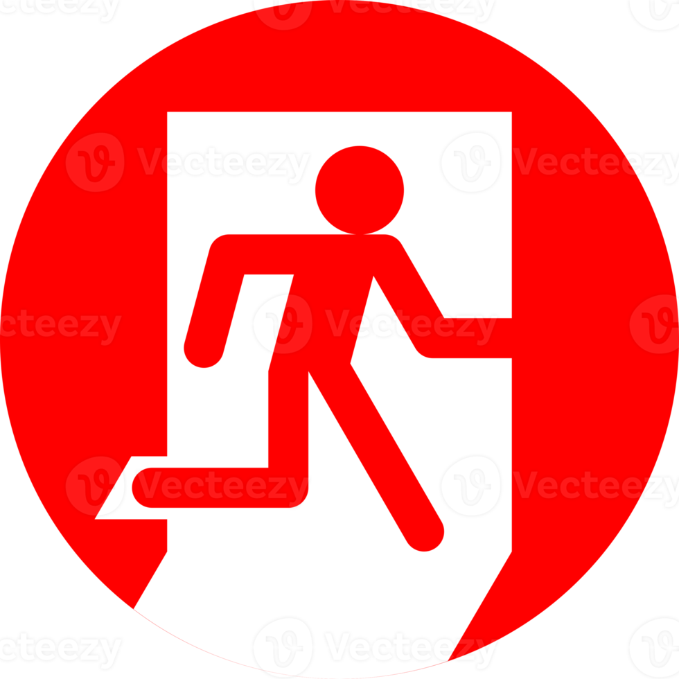 Red emergency exit door fire escape sign warning icon png