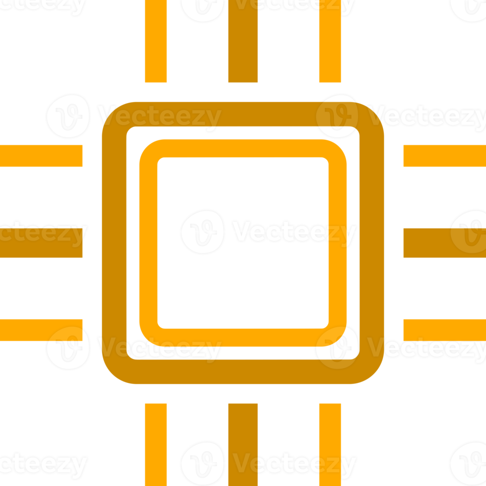 Yellow chip intelligence CPU icon png