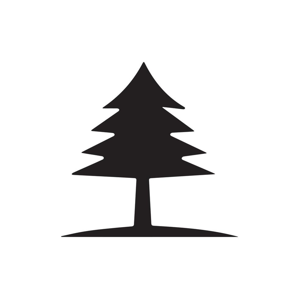 A Large Tree Icon silhouette in Forest on white background vector