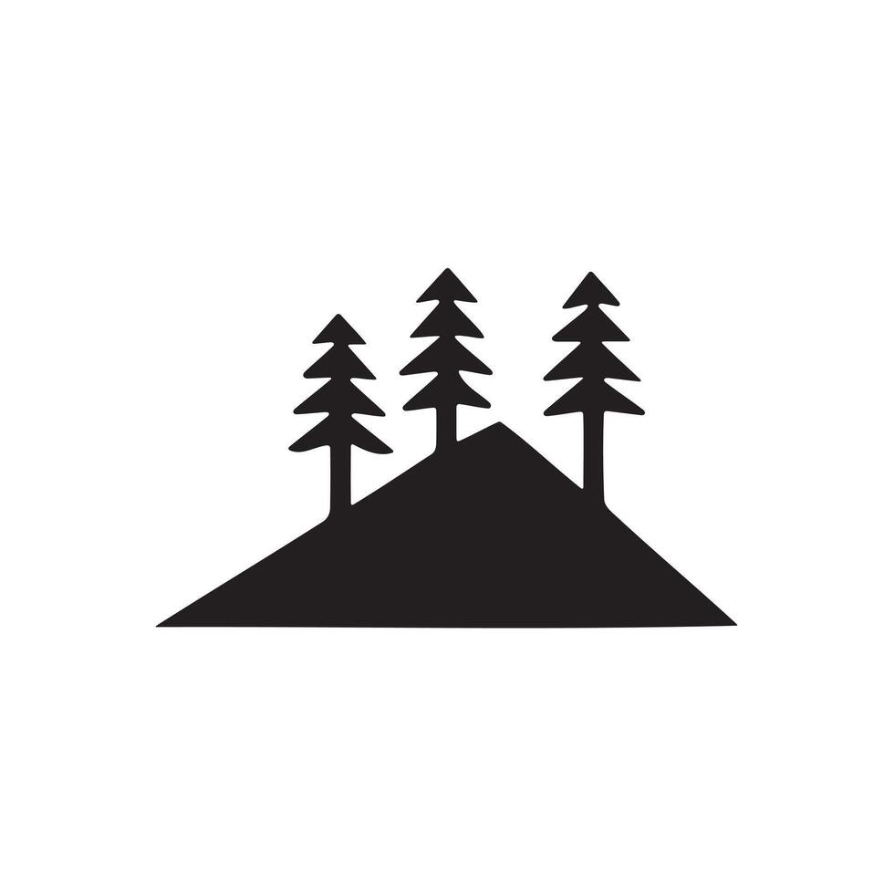 Tree on hill Icon Silhouette for Nature-Inspired Designs vector
