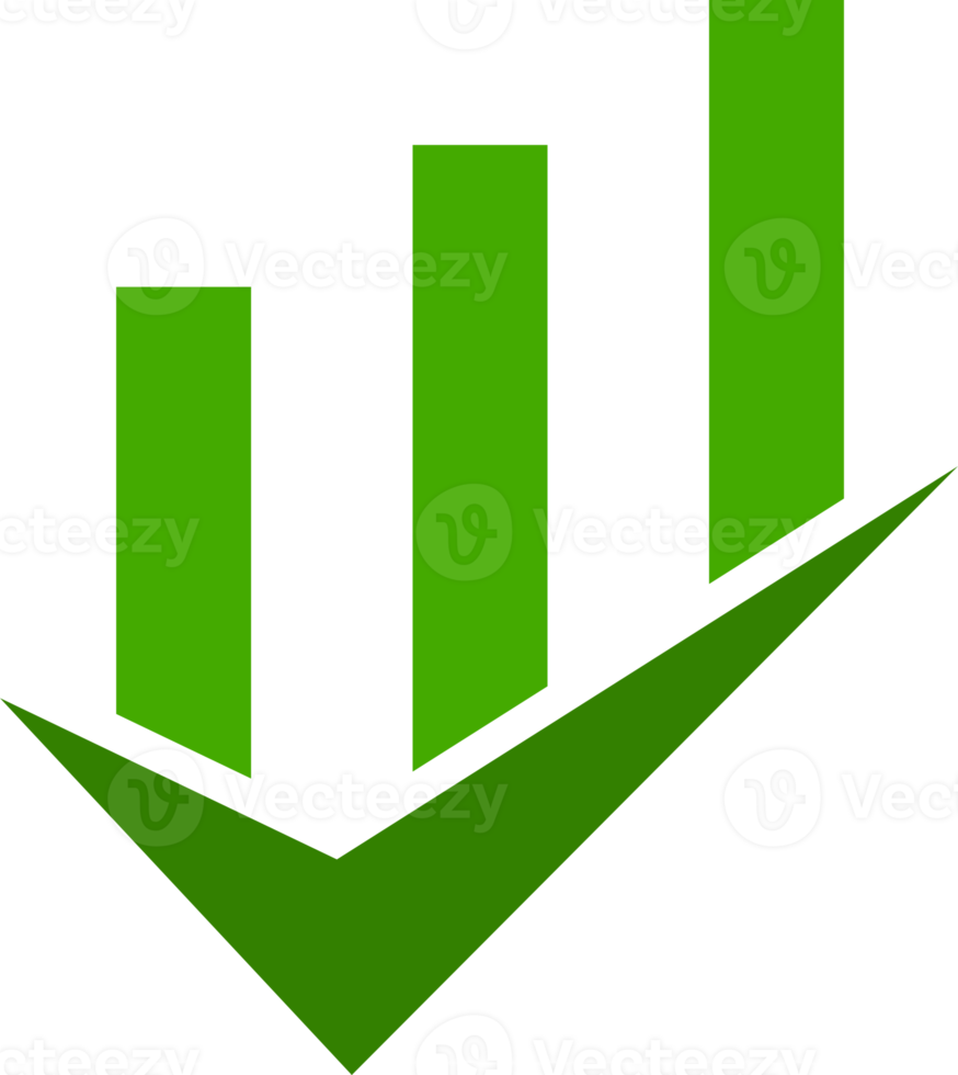 Green graph business up check mark png