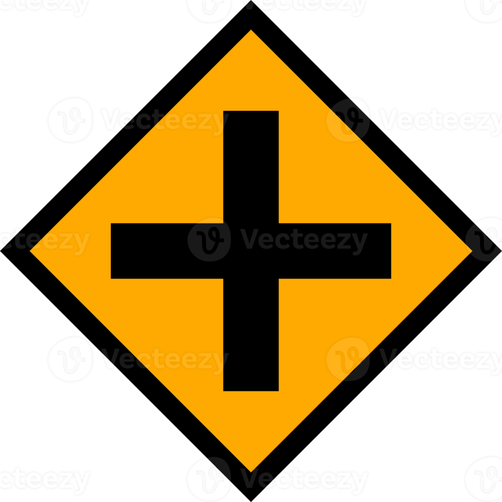 Yellow intersection sign png