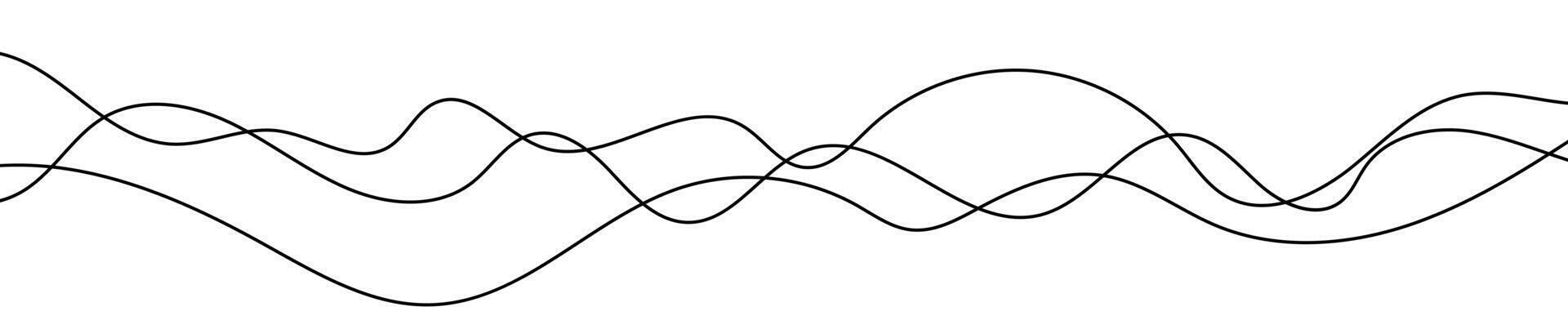 Thin curved lines. Three black wavy lines on white background. illustration vector