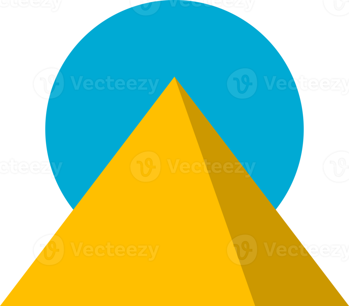 Yellow pyramid with circle blue sky icon png