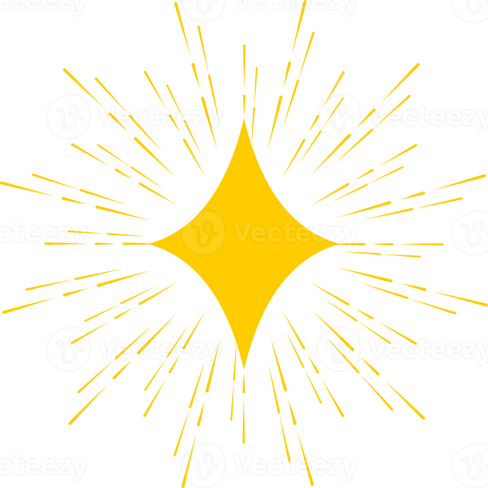 Yellow star sparkle light rays png