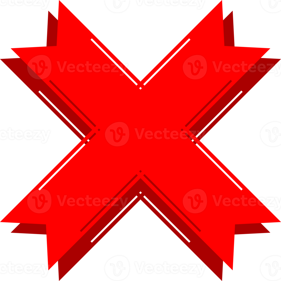 Red cross wrong sign ribbon icon png