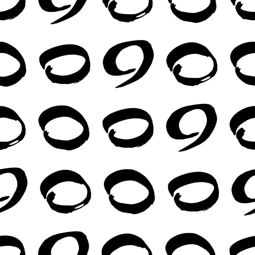 Seamless pattern with black sketch hand brush scribble circles shape on white background. Abstract grunge texture. illustration vector