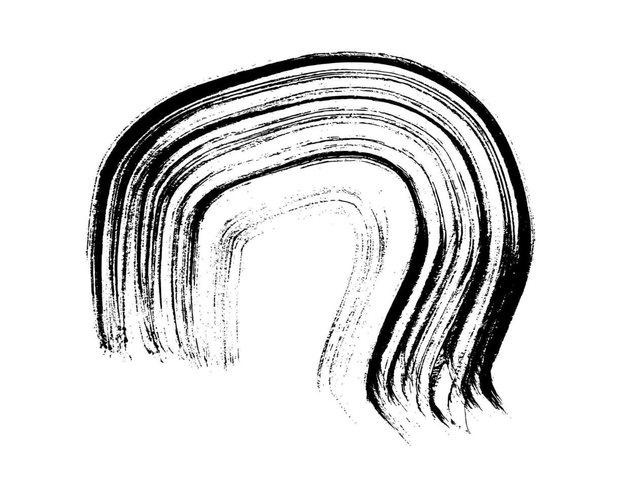 Black grunge brush stroke in circle form. Painted ink circle. Ink spot isolated on background. illustration vector