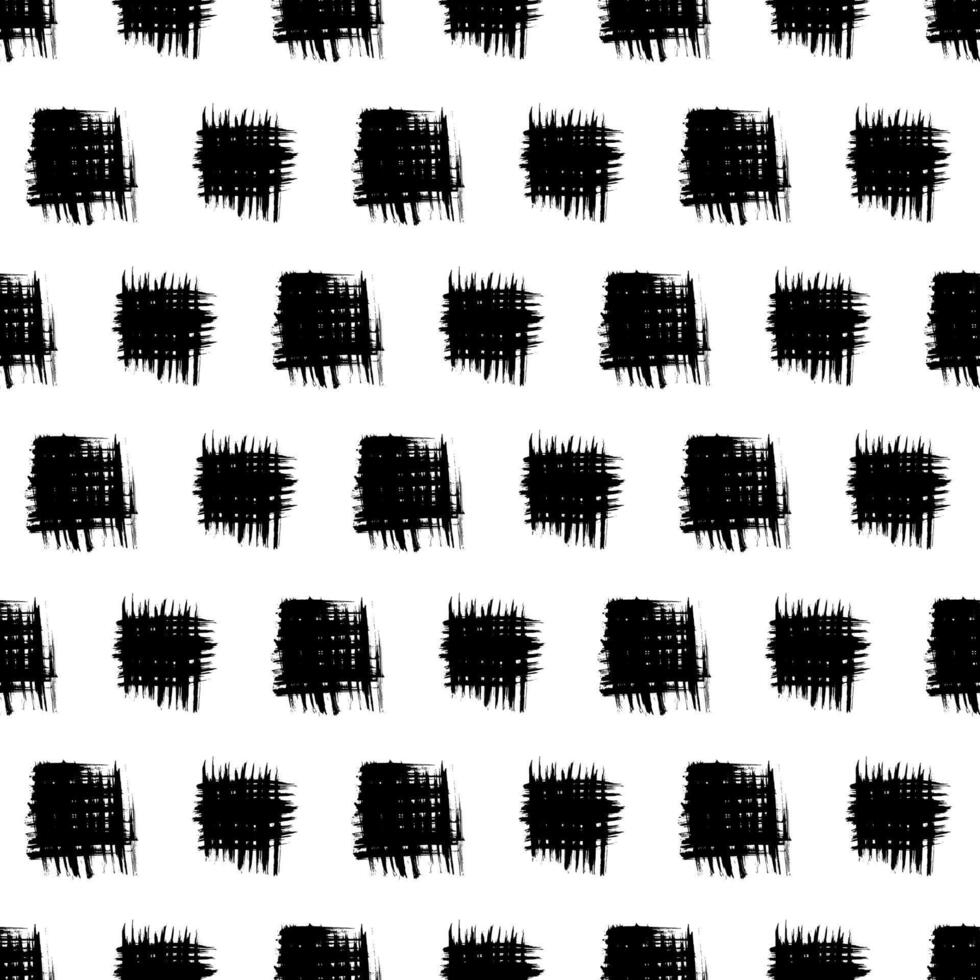 Seamless with black brush stroke in square form on white background. illustration vector