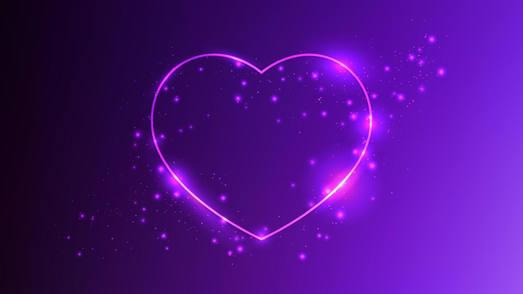 Neon in heart form with shining effects and sparkles vector