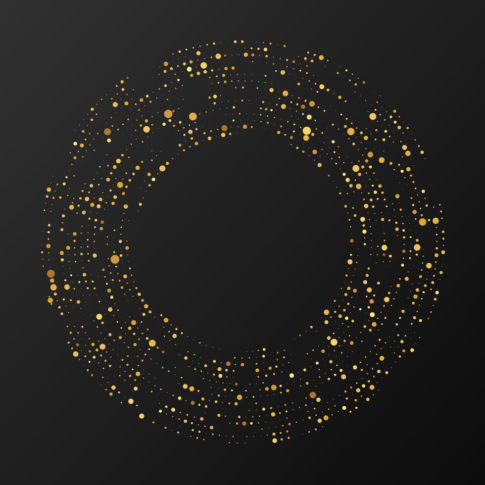 Abstract gold dotted background. Gold glitter pattern in circle form. Circle halftone dots. illustration vector