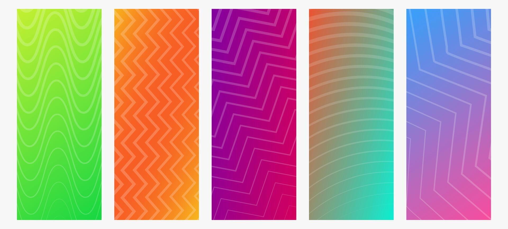 Set of gradient backgrounds with lines. Header banner. Bright geometric abstract presentation backdrops. illustration vector