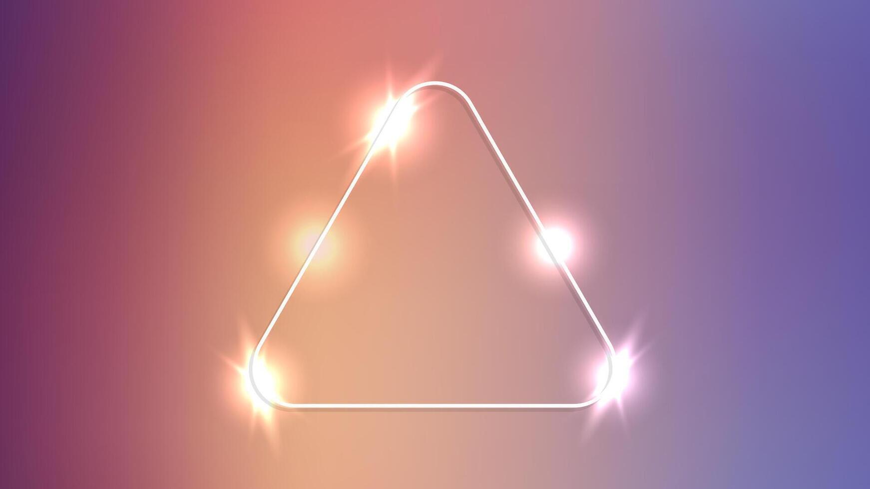 Neon rounded triangle with shining effects vector