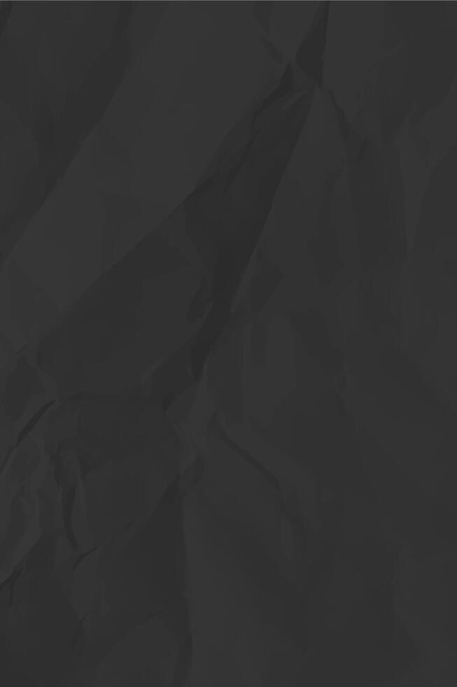 Black crumpled paper background. Vertical crumpled empty paper template for posters and banners. illustration vector