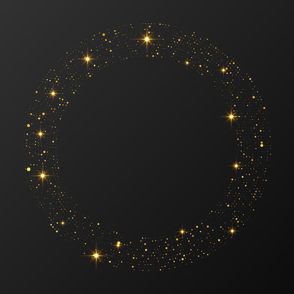 Abstract gold glowing background. Gold glitter pattern in circle form. Circle halftone dots. illustration vector