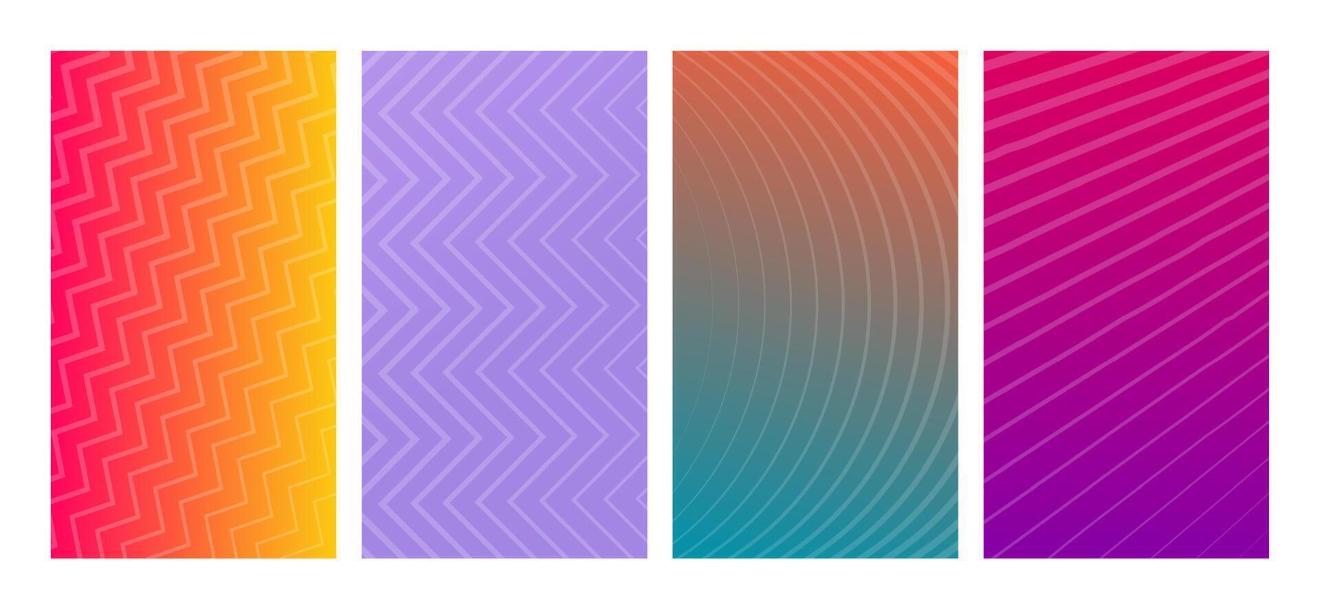Set of gradient backgrounds with lines. banner. Bright geometric abstract presentation backdrops. illustration vector