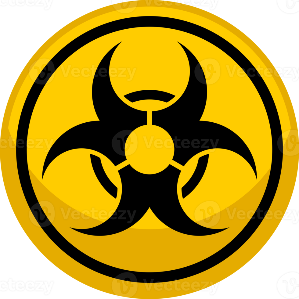Yellow circle dangerous nuclear radiation sign icon png