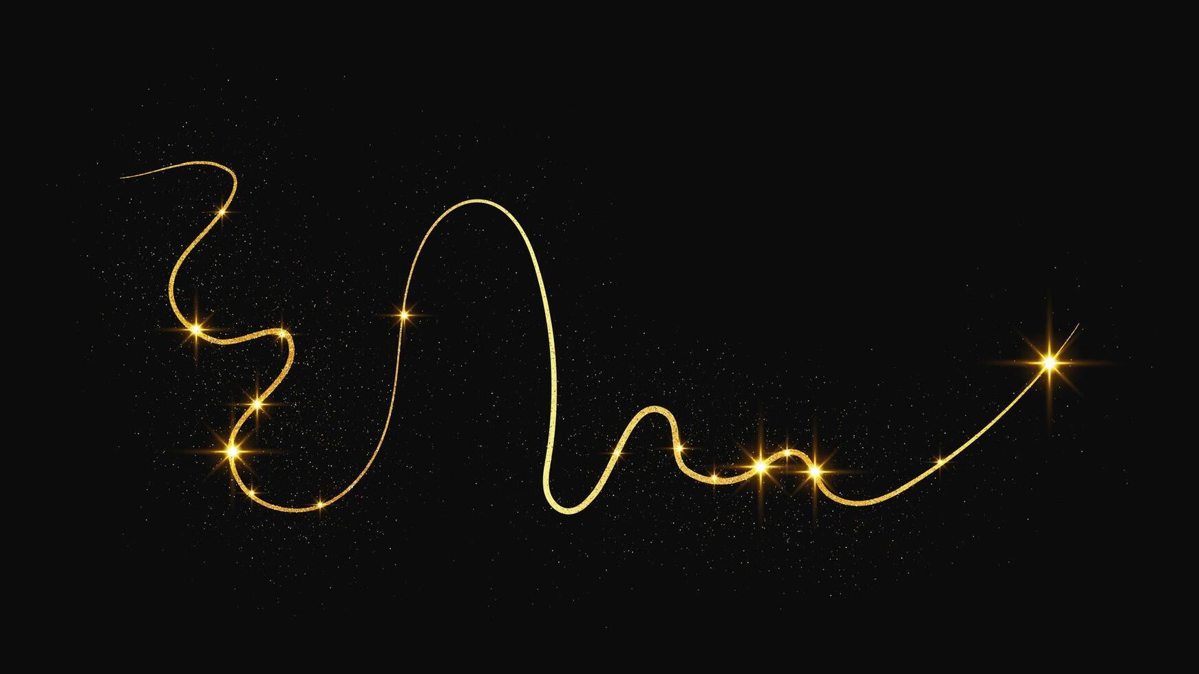 Gold wave and stardust. Golden magical sparkles on dark background. illustration vector