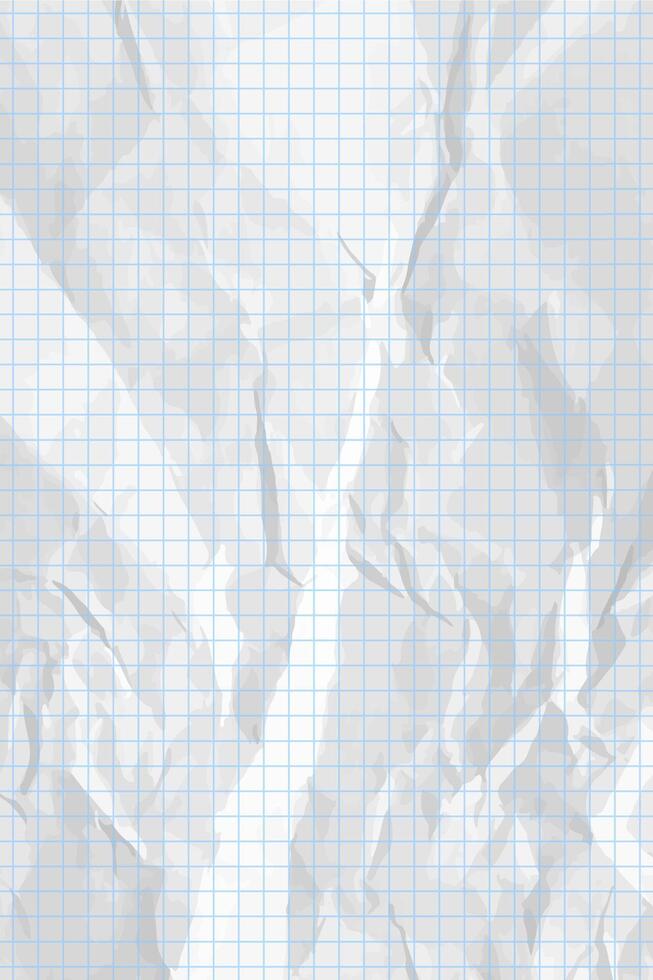 White clean crumpled paper background. Vertical crumpled checkered paper template for posters and banners. illustration vector