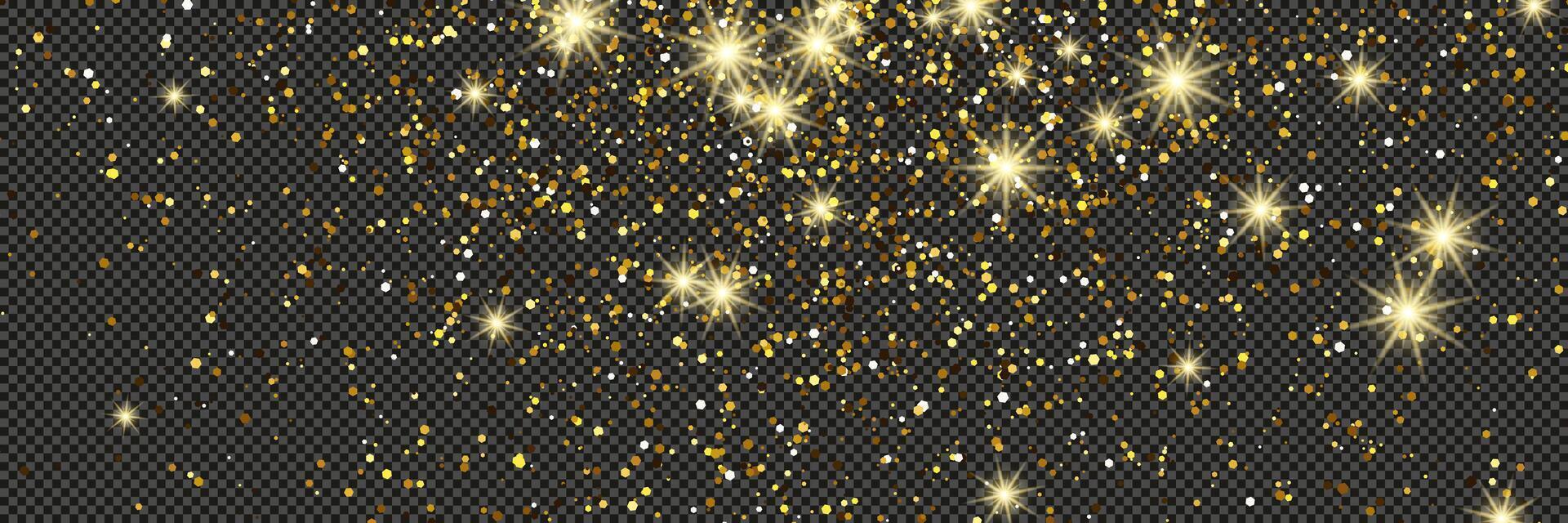 Gold glittering dust with stars on backdrop vector