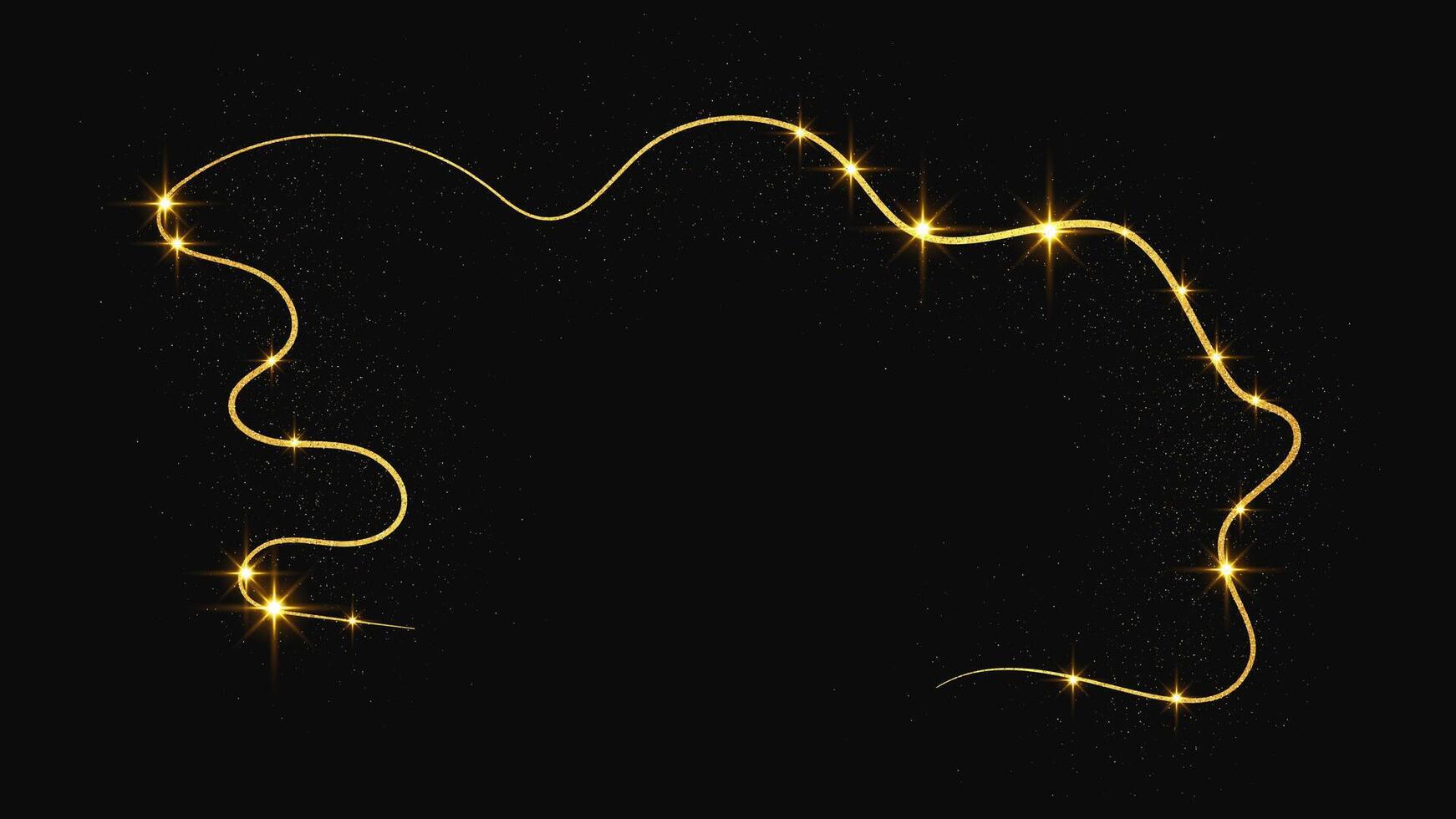 Gold glittering wave and . Golden magical sparkles on dark background. illustration vector