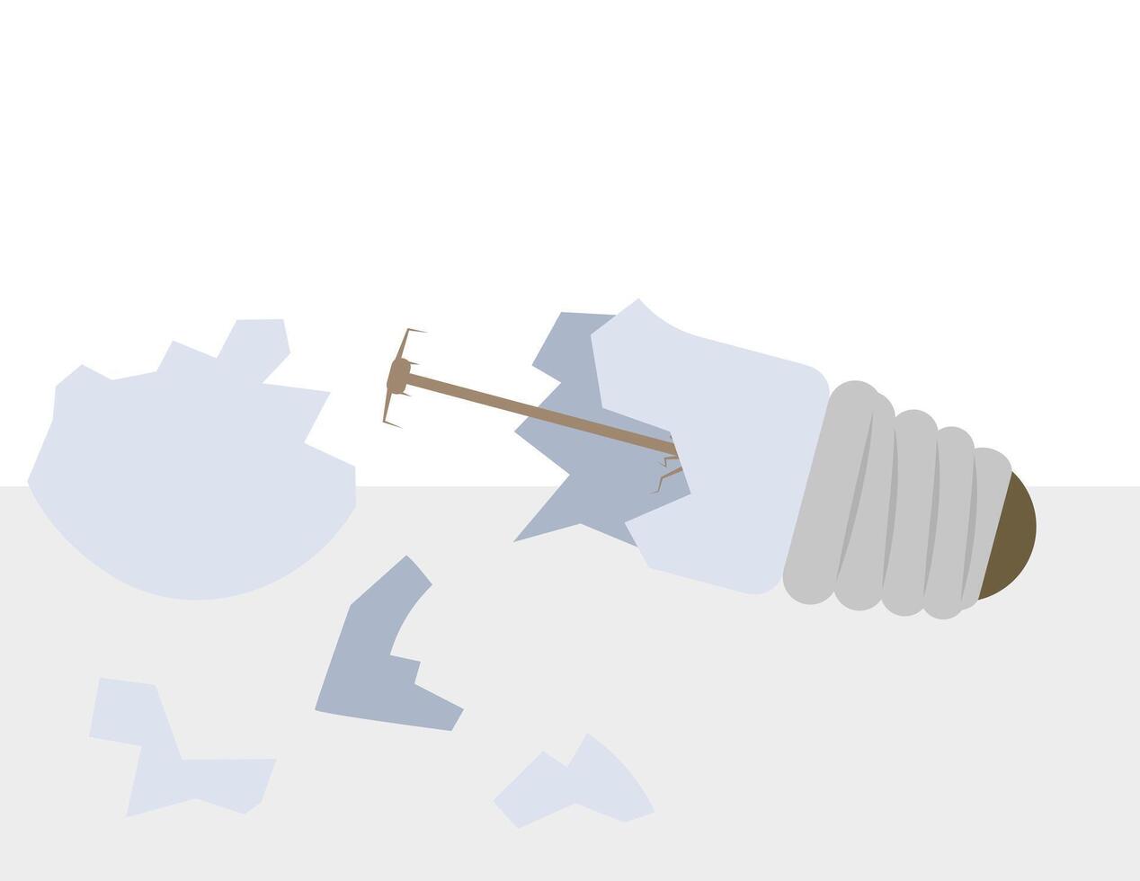 White Light of Destruction. A whole light bulb, a broken light bulb. vector
