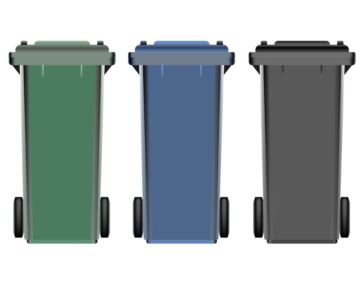 Garbage sorting bins. Recycling, garbage collection, separation and recycling. vector