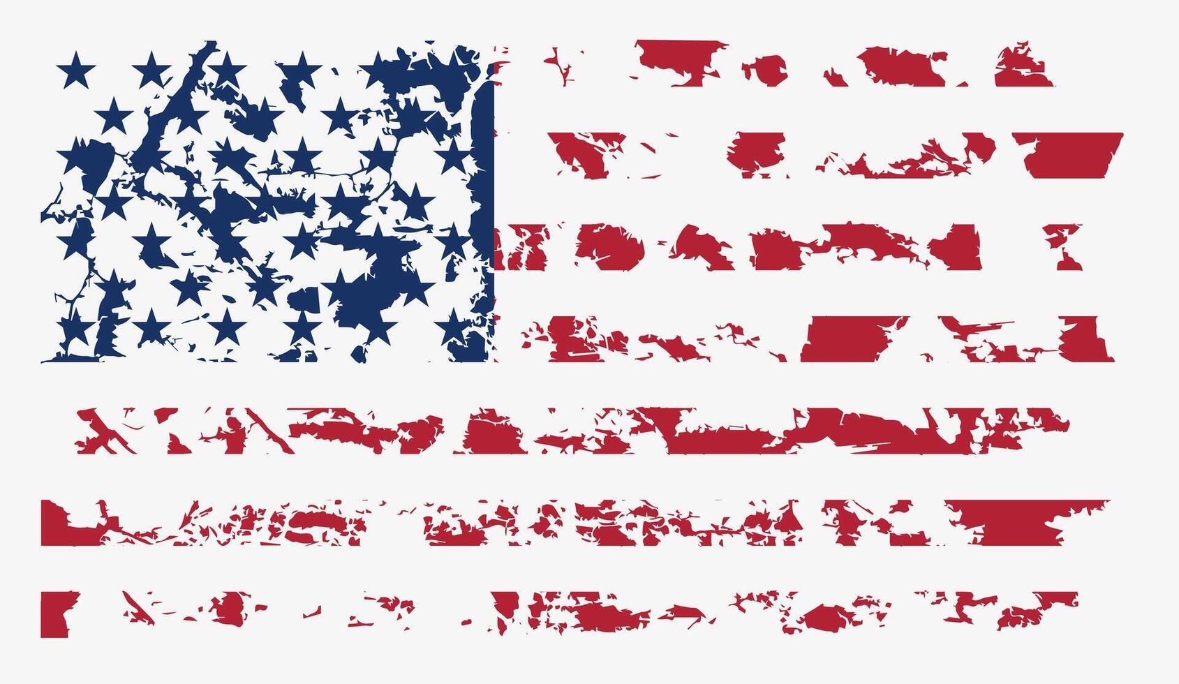 Illustration of an aged US flag. Old American flag. Image of an American flag. vector
