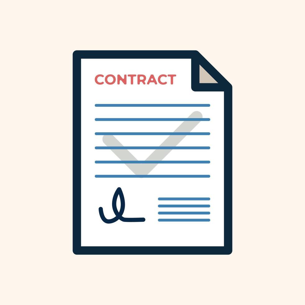 Legal Contract Document Agreed and Signed flat design Illustration vector