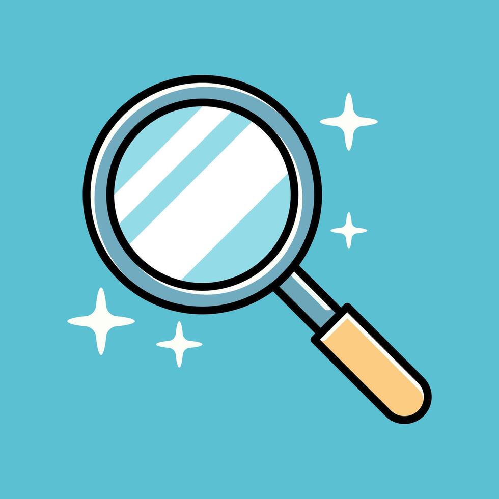 Gleaming search tool shines on blue flat design Illustration vector