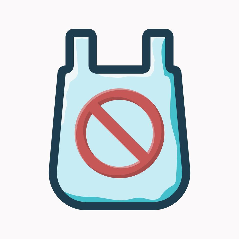 Plastic bag crossed out forbidden usage flat design Illustration vector