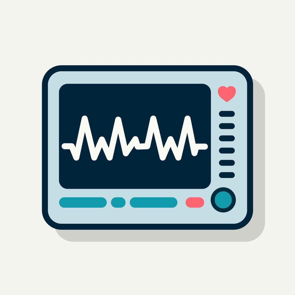 Heart monitor displays pulse signaling vital signs cartoon flat design illustration vector