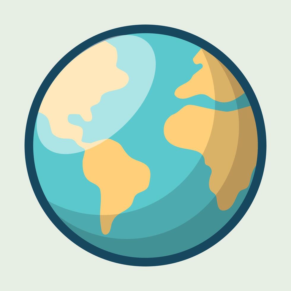 Earth cartoon continents oceans globe cartoon flat design illustration vector