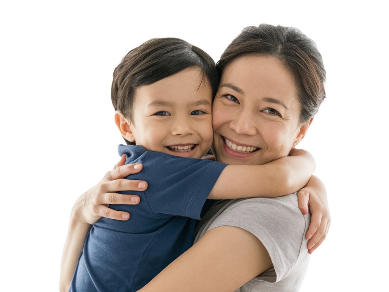 Mother holding the son with trasparent background png