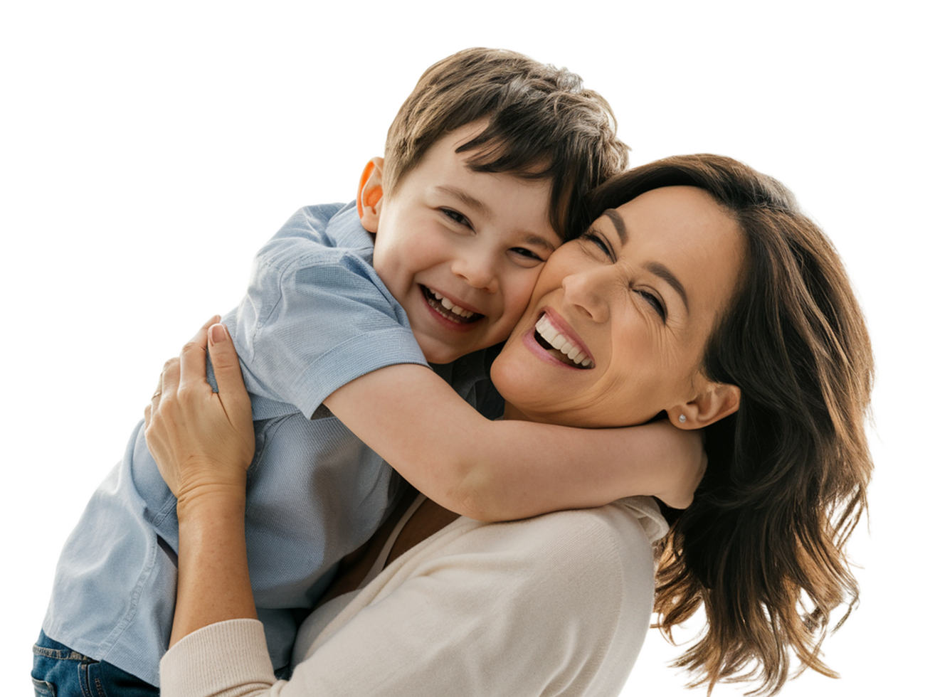 Mom holding the son with trasparent background png