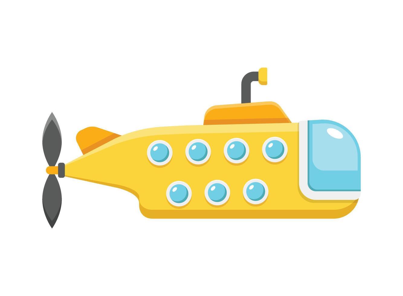 A cartoon submarine with propellers on the side vector