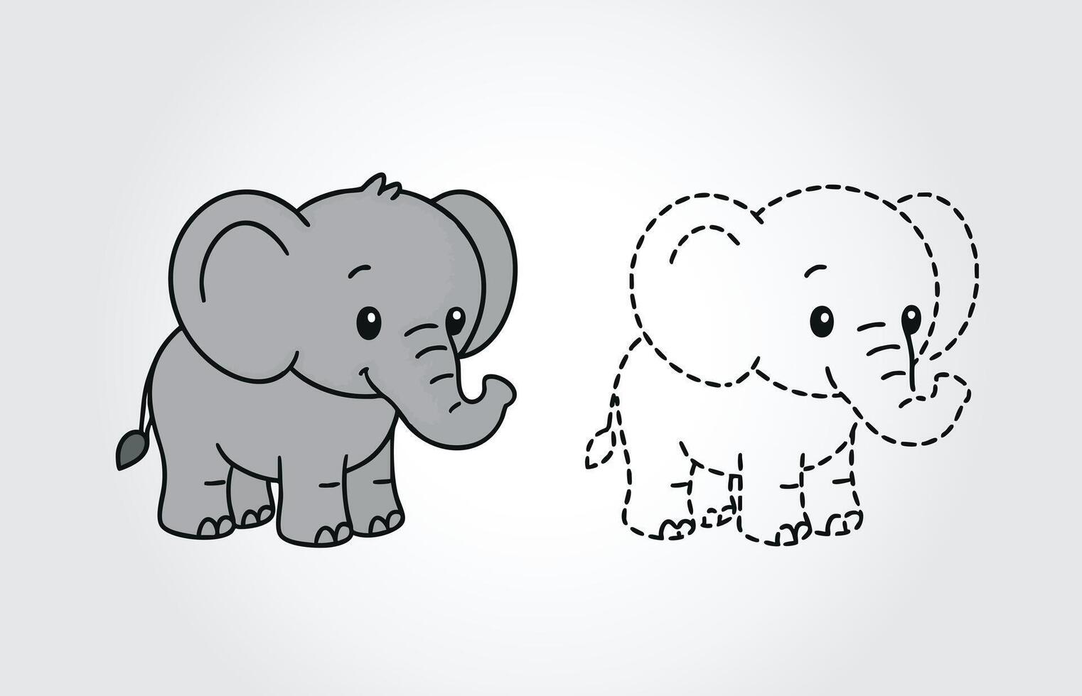Kids book Elephant tracing illustration template vector
