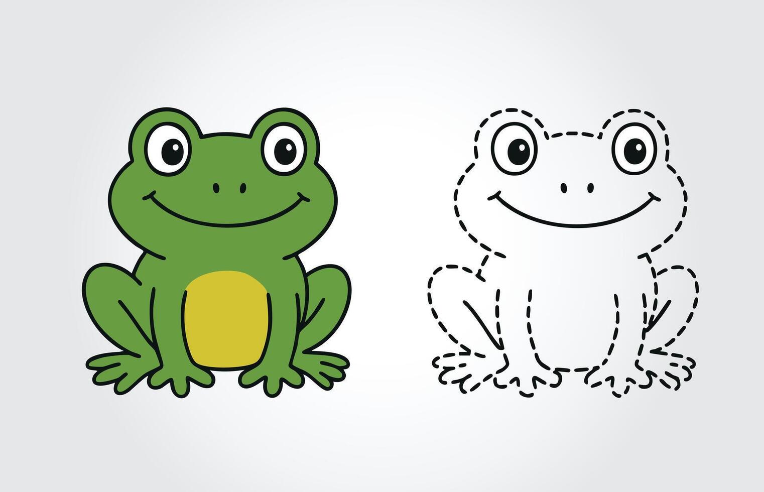 Kids book Frog tracing illustration template vector