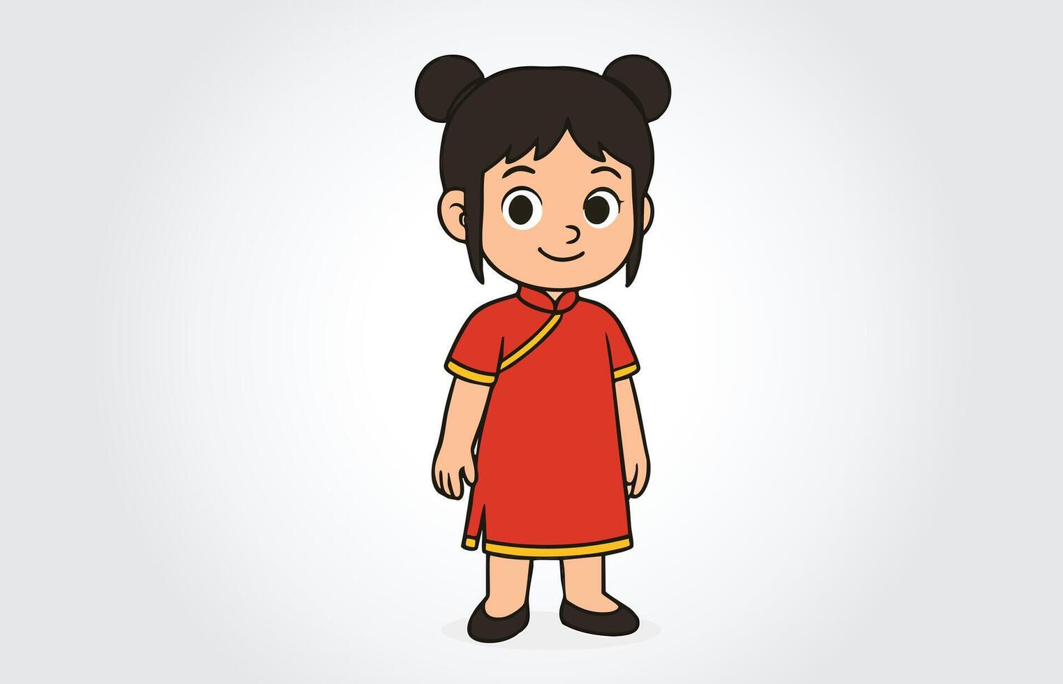 Chinese Girl Cartoon Template vector