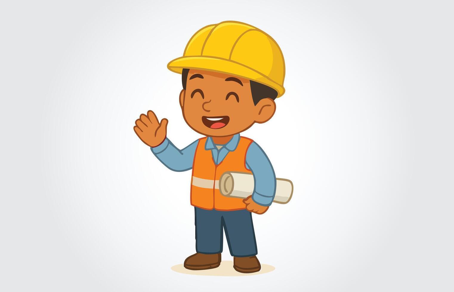 Kids Boy Engineer Cartoon Character Template vector