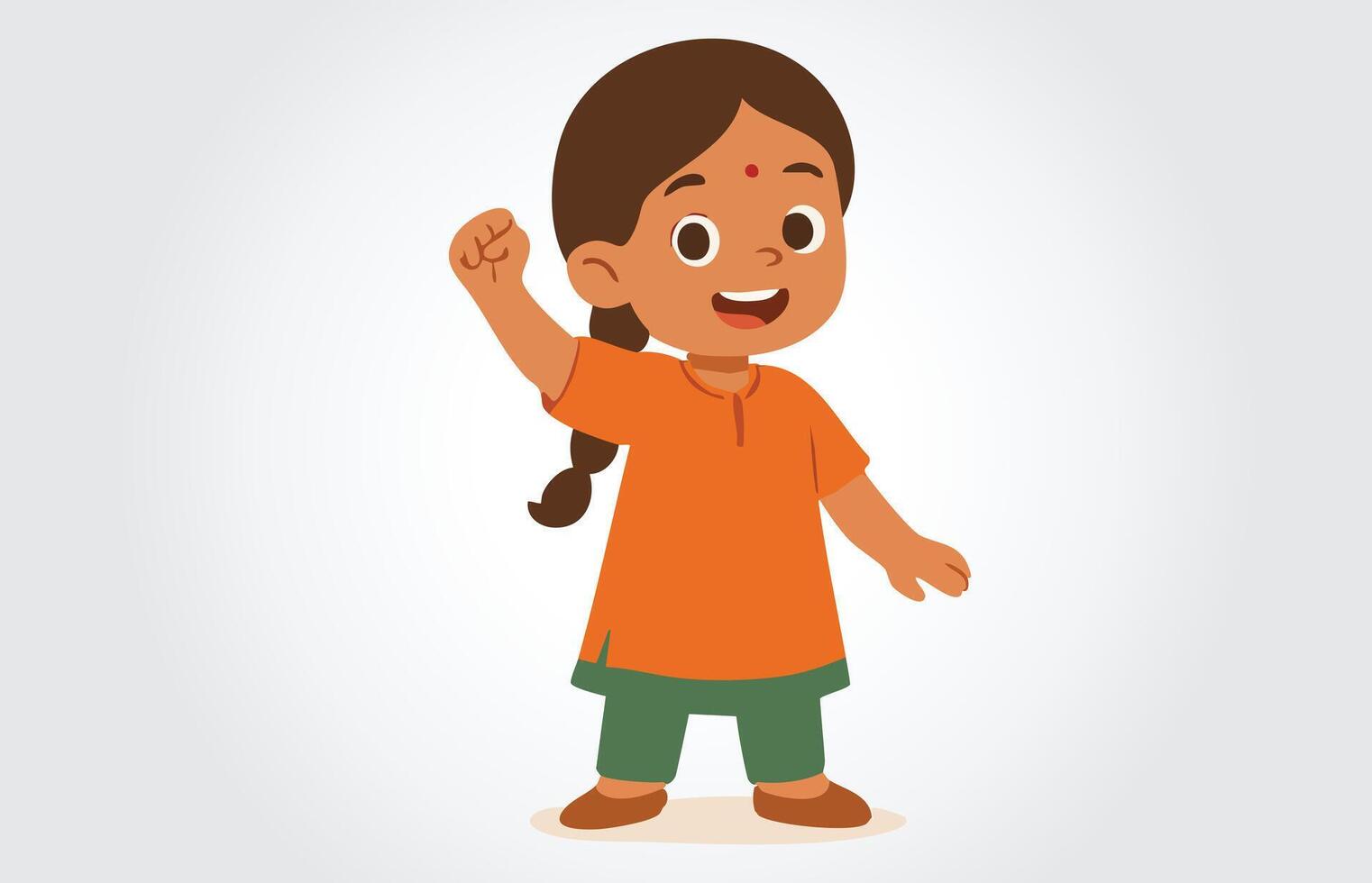 Happy Indian Girl Cartoon Character Template vector